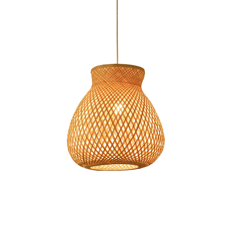 Geweven plafondlamp Moderne bamboe enkele houten hangende hanglamp voor restaurant Clearhalo