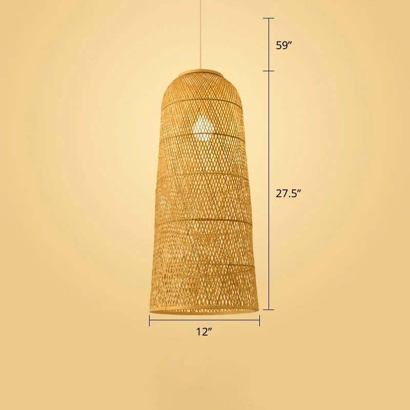 Geweven plafondlamp Moderne bamboe enkele houten hangende hanglamp voor restaurant Clearhalo
