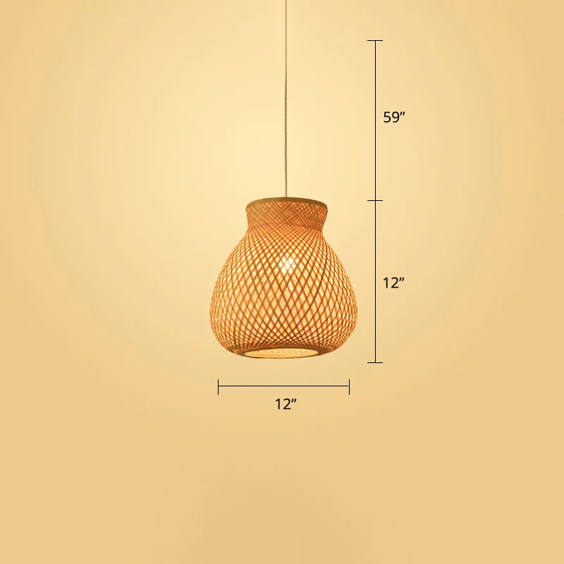 Geweven plafondlamp Moderne bamboe enkele houten hangende hanglamp voor restaurant Clearhalo