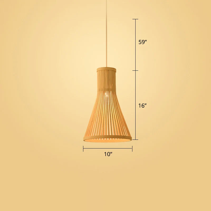 Geweven plafondlamp Moderne bamboe enkele houten hangende hanglamp voor restaurant Clearhalo