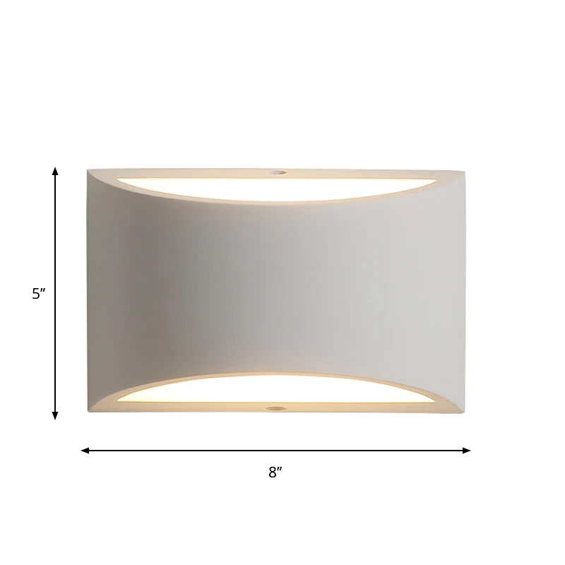 Gips halfovale schanslamp Modernisme 1-lichts witte LED-wandlamp voor slaapkamer Clearhalo