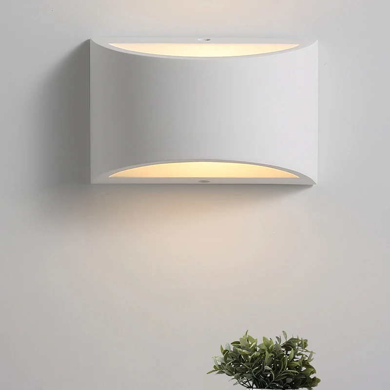 Gips halfovale schanslamp Modernisme 1-lichts witte LED-wandlamp voor slaapkamer Clearhalo