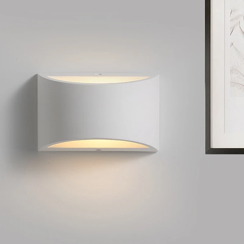 Gips halfovale schanslamp Modernisme 1-lichts witte LED-wandlamp voor slaapkamer Clearhalo