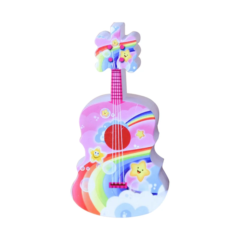 Gitaar Mini Plug- LED Wandlamp Kinderen Kunststof Blauw en Geel/Rood en Blauw Nachtverlichting met afstandsbediening Clear...