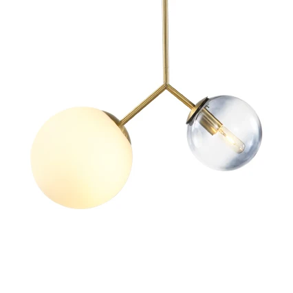 Glazen bolschaduw hanglamp 2 lampen moderne kroonluchter goud voor slaapkamerbadkamer Clearhalo