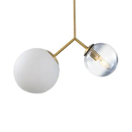 Glazen bolschaduw hanglamp 2 lampen moderne kroonluchter goud voor slaapkamerbadkamer Clearhalo