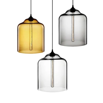 Glazen kan hanglamp eigentijds 1-lichts rood/bruin/blauw hangend plafondlicht Clearhalo