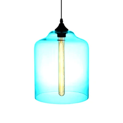 Glazen kan hanglamp eigentijds 1-lichts rood/bruin/blauw hangend plafondlicht Clearhalo