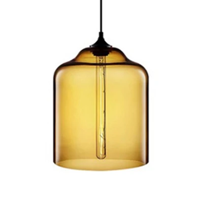 Glazen kan hanglamp eigentijds 1-lichts rood/bruin/blauw hangend plafondlicht Clearhalo