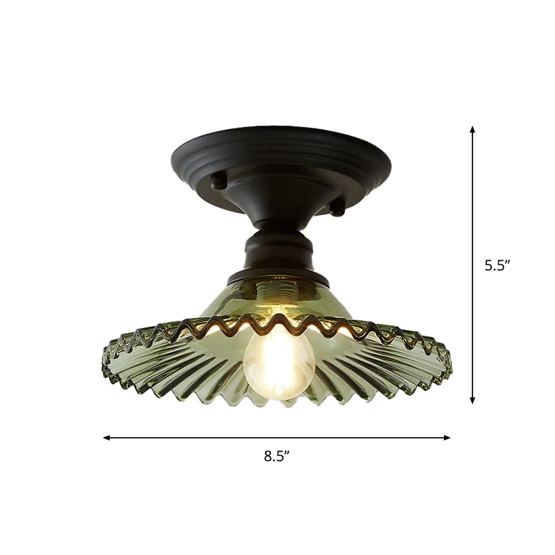 Glazen radiale mini-plafondverlichting Vintage 1-lichts balkon semi-inbouwlamp Clearhalo