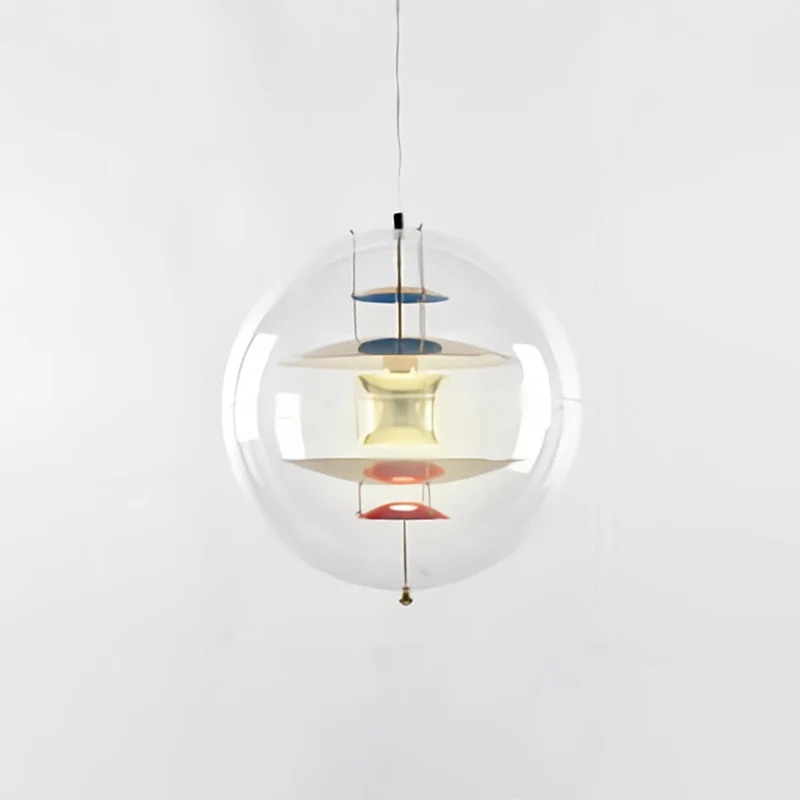 Global plafondhanger moderniteit helder glas 1 licht naar beneden verlichting met gelaagde binnenkap Clearhalo