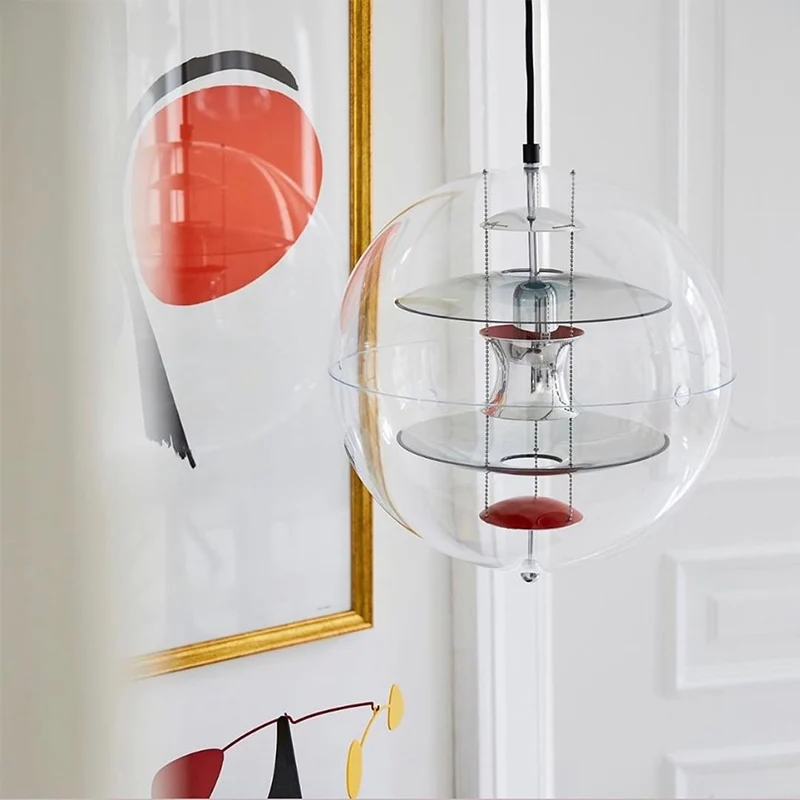 Global plafondhanger moderniteit helder glas 1 licht naar beneden verlichting met gelaagde binnenkap Clearhalo
