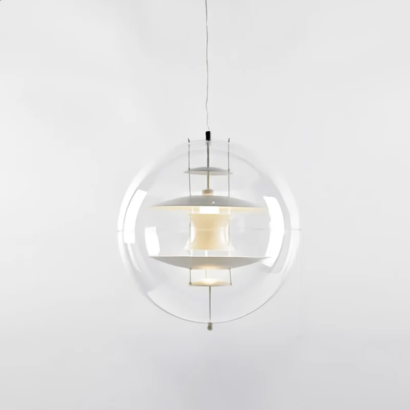 Global plafondhanger moderniteit helder glas 1 licht naar beneden verlichting met gelaagde binnenkap Clearhalo