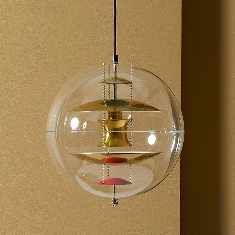 Global plafondhanger moderniteit helder glas 1 licht naar beneden verlichting met gelaagde binnenkap Clearhalo