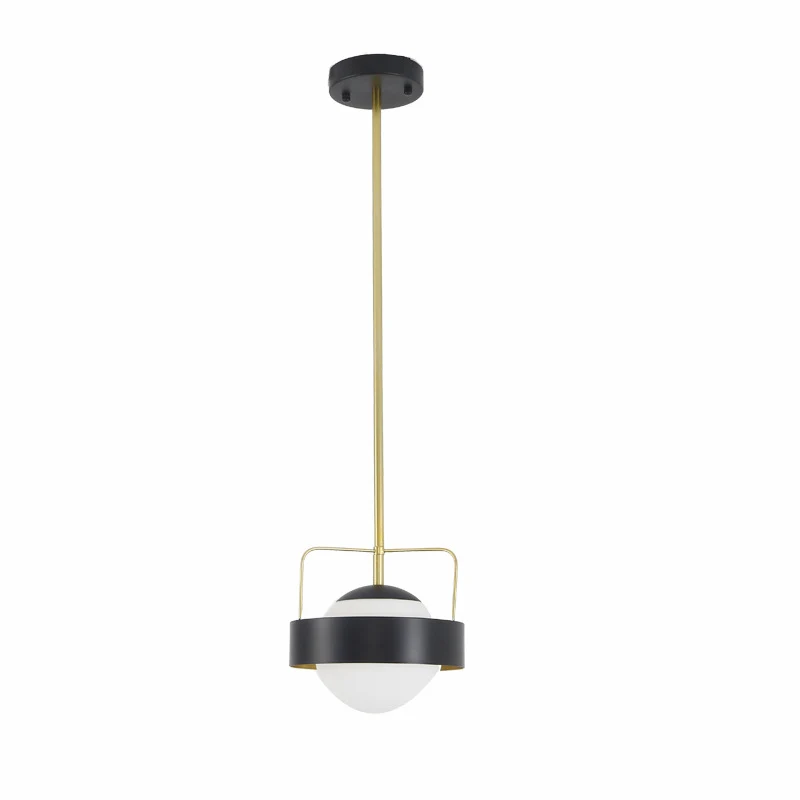 Global Shade hanglamp moderne stijl matglas en metaal 1-lichts hanglamp met zwarte afwerking Clearhalo