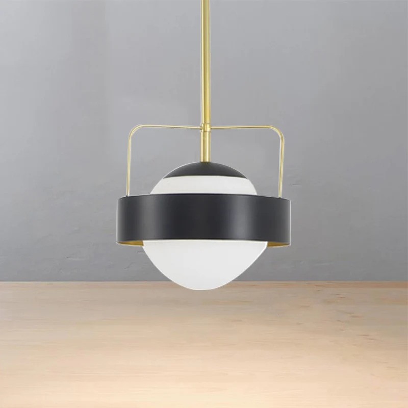 Global Shade hanglamp moderne stijl matglas en metaal 1-lichts hanglamp met zwarte afwerking Clearhalo