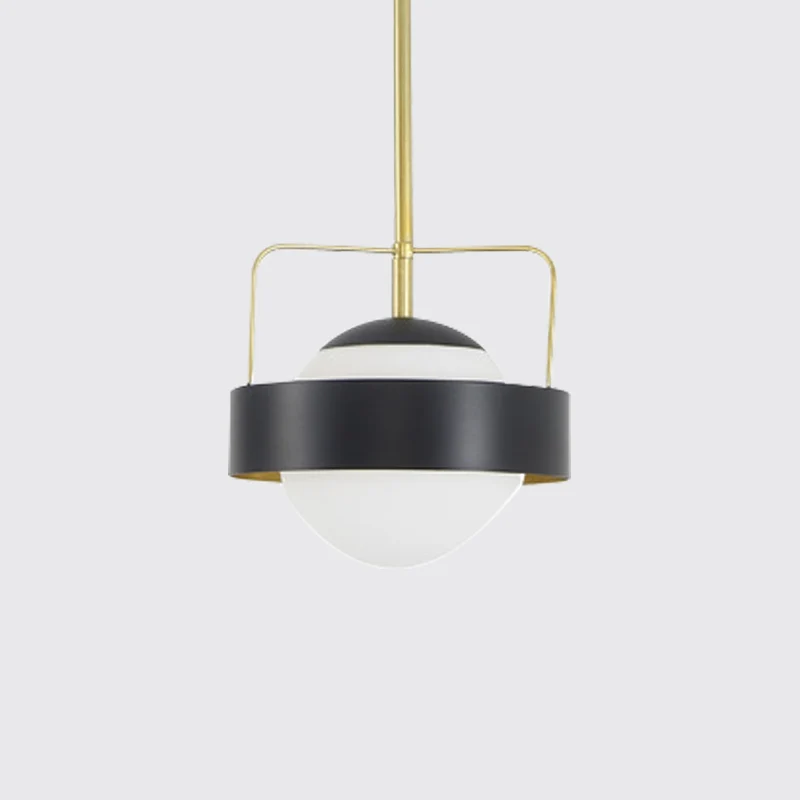 Global Shade hanglamp moderne stijl matglas en metaal 1-lichts hanglamp met zwarte afwerking Clearhalo