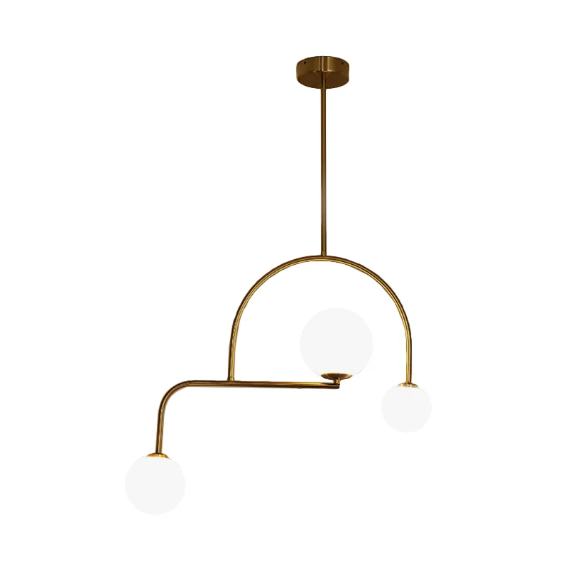 Global Slaapkamer Kroonluchter Hanglamp Wit/Geel Matglas 3 Lampen Moderne LED Hanglampset Clearhalo