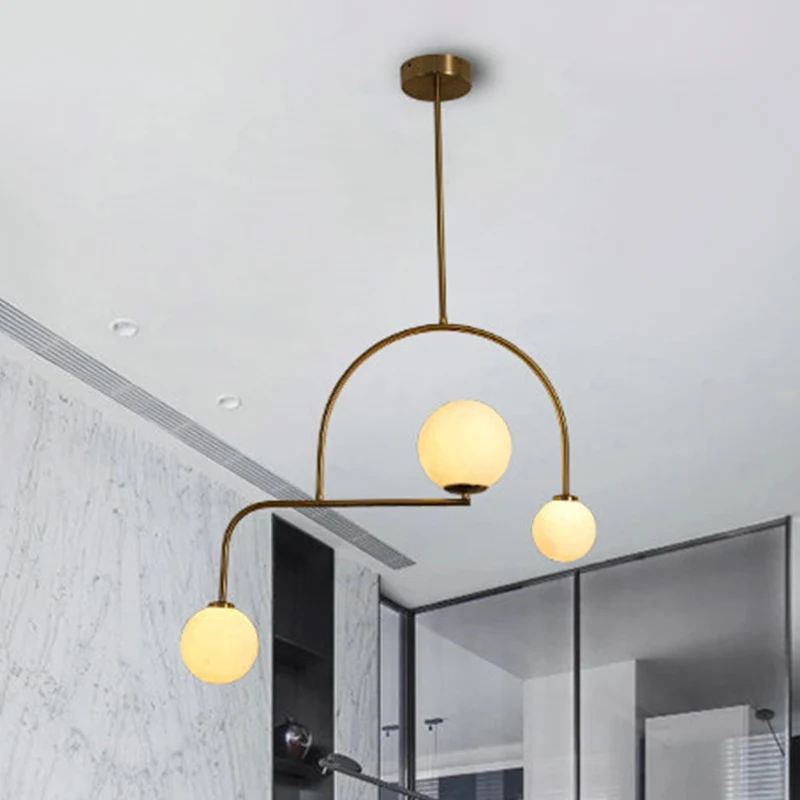 Global Slaapkamer Kroonluchter Hanglamp Wit/Geel Matglas 3 Lampen Moderne LED Hanglampset Clearhalo