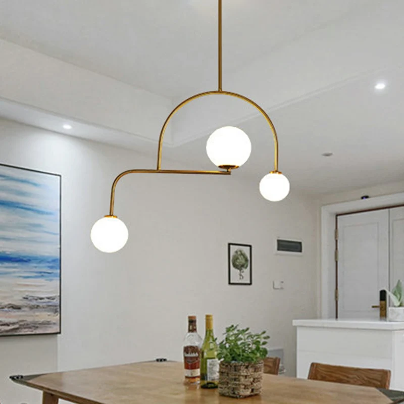 Global Slaapkamer Kroonluchter Hanglamp Wit/Geel Matglas 3 Lampen Moderne LED Hanglampset Clearhalo