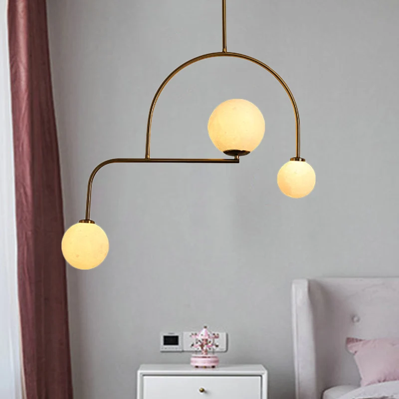 Global Slaapkamer Kroonluchter Hanglamp Wit/Geel Matglas 3 Lampen Moderne LED Hanglampset Clearhalo