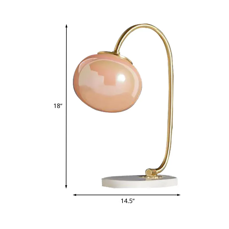 Global Study Room Leesboek Lichtroze glazen LED postmoderne tafellamp met marmeren voet Clearhalo
