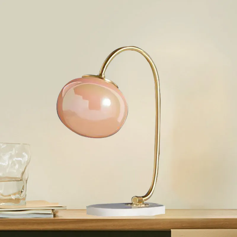 Global Study Room Leesboek Lichtroze glazen LED postmoderne tafellamp met marmeren voet Clearhalo