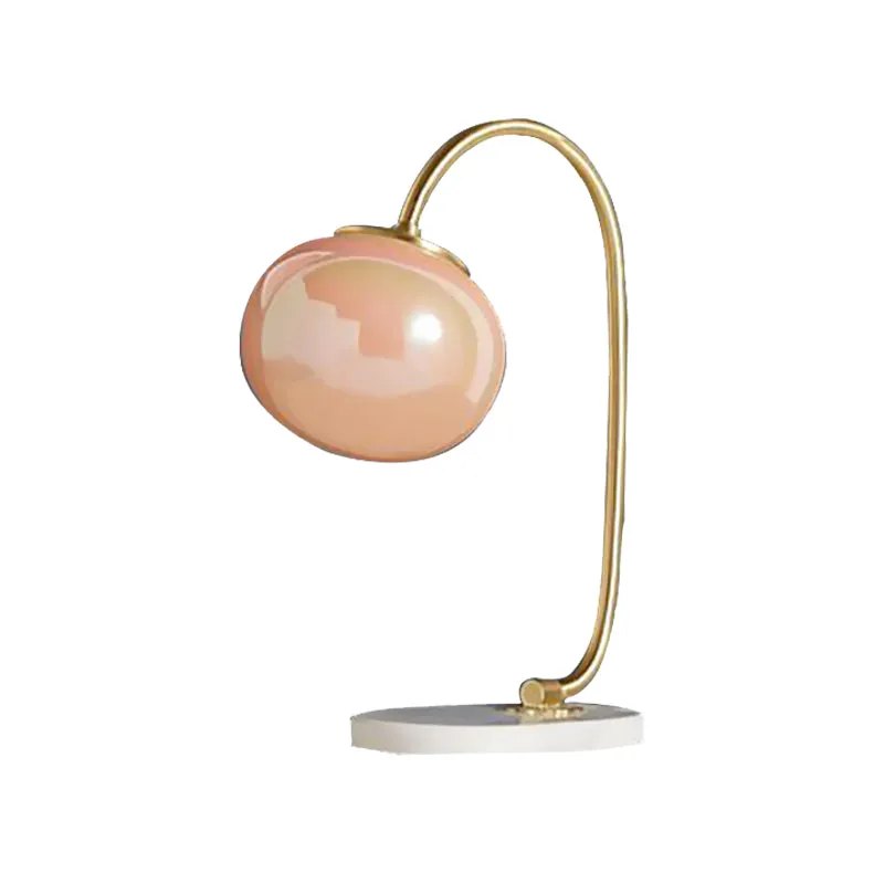 Global Study Room Leesboek Lichtroze glazen LED postmoderne tafellamp met marmeren voet Clearhalo