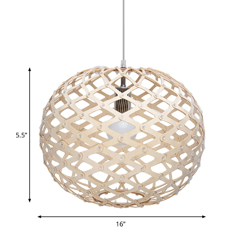 Global Suspension Pendel Hedendaags Hout 1 Lamp Beige Hanglampenset, 16"/19,5" Breed Clearhalo