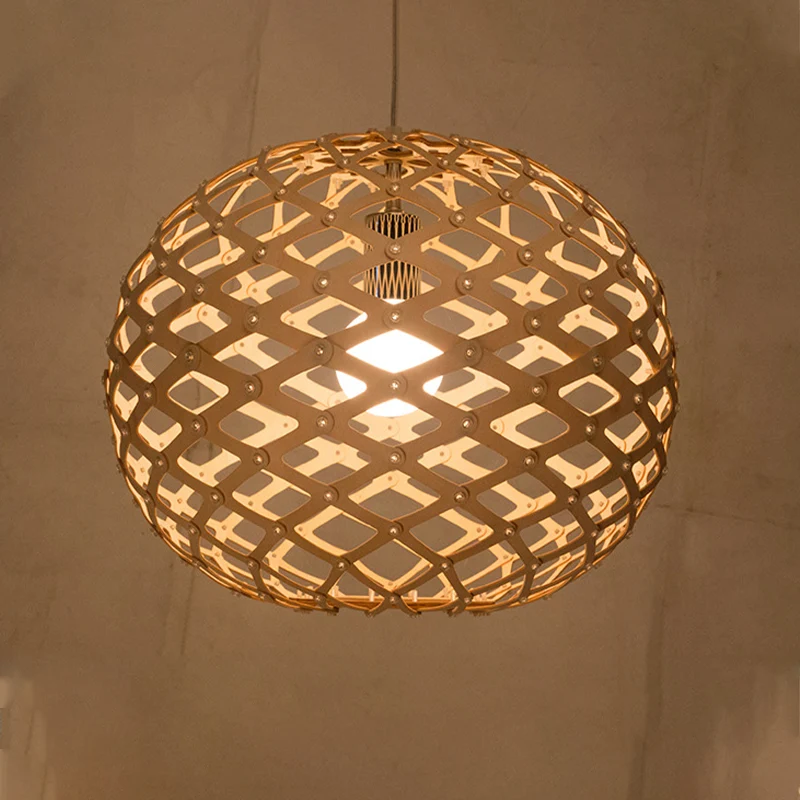 Global Suspension Pendel Hedendaags Hout 1 Lamp Beige Hanglampenset, 16"/19,5" Breed Clearhalo