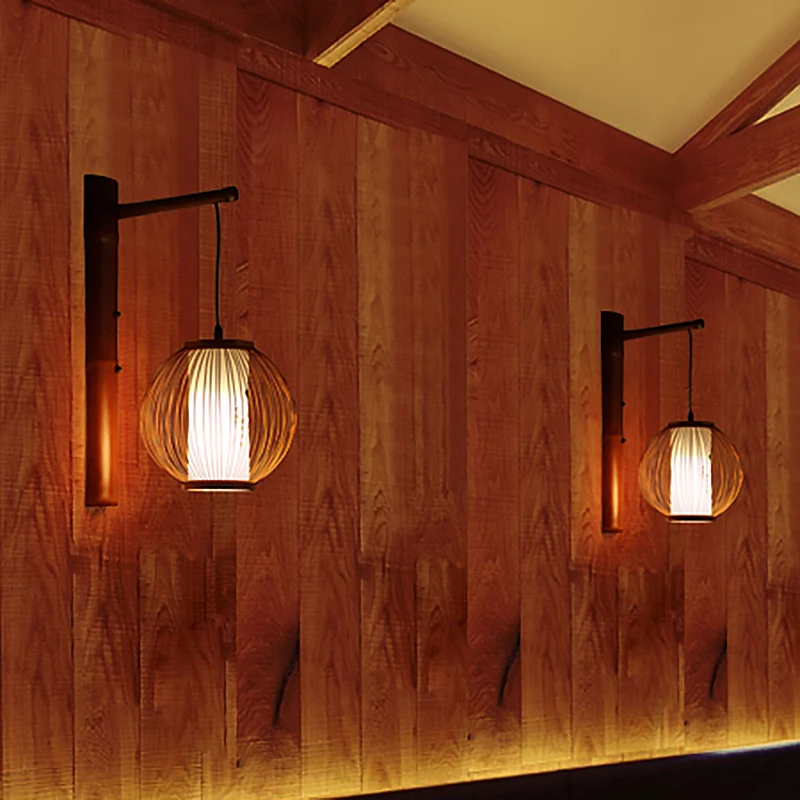 Global Wandverlichting Traditioneel Bamboe 1 Lamp Bronzen Schanslamp met binnenste witte cilinder perkament kap Clearhalo