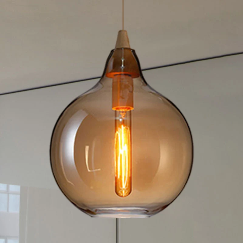 Global/Kalebas/Ellips Hanglamp Hedendaags Rokerig/Amber/Wit Glas 1 Licht Eetkamer Hangende Plafondlamp Clearhalo