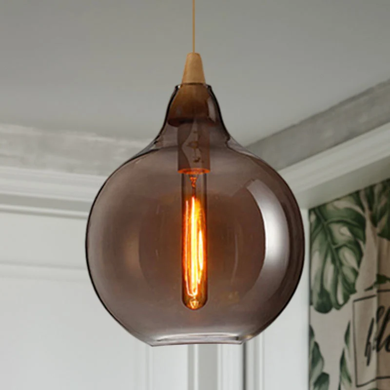 Global/Kalebas/Ellips Hanglamp Hedendaags Rokerig/Amber/Wit Glas 1 Licht Eetkamer Hangende Plafondlamp Clearhalo