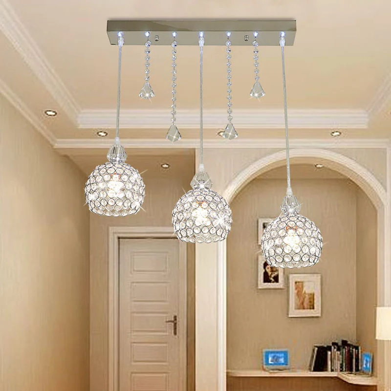 Globe Corridor Multi Hanglamp Kristal 3 Lichten Moderne Plafondlamp Goud Clearhalo