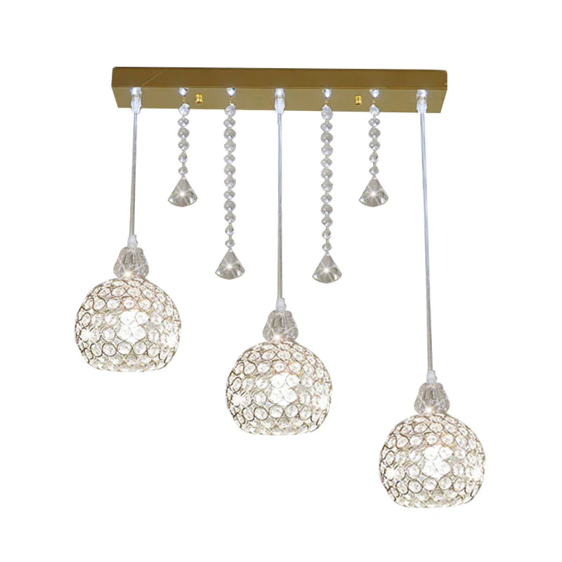 Globe Corridor Multi Hanglamp Kristal 3 Lichten Moderne Plafondlamp Goud Clearhalo