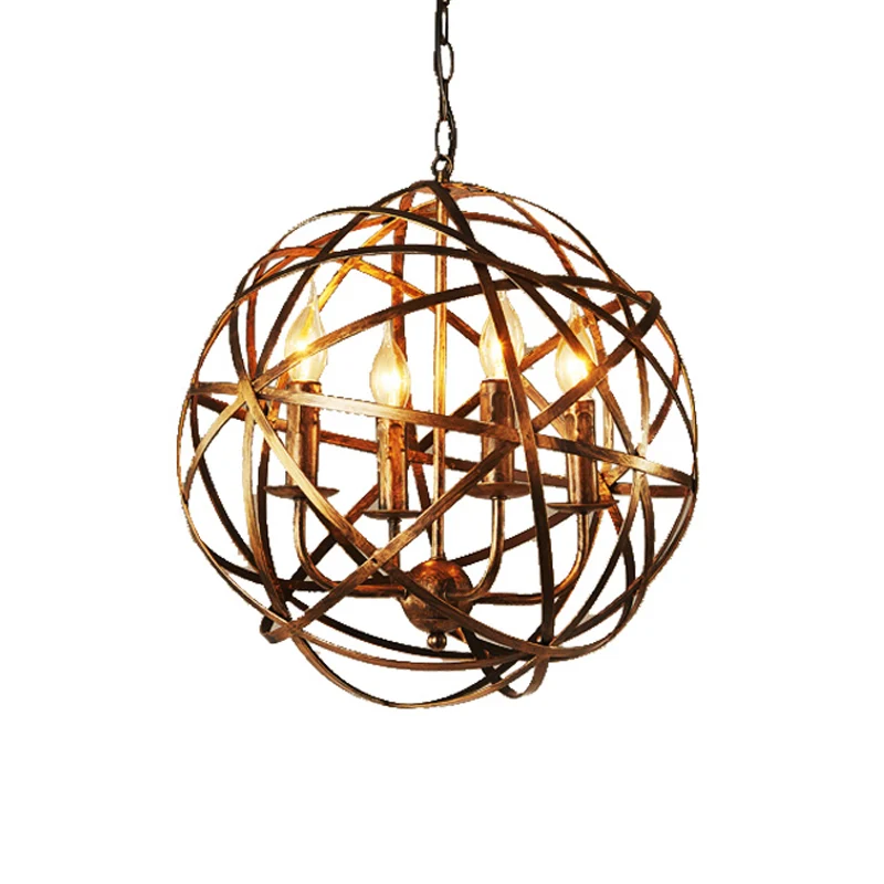 Globe Eetkamer Hanglamp Traditioneel Metaal 4 Lichts Messing Plafondkroonluchter Clearhalo