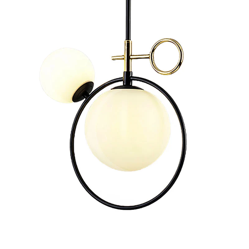 Globe Glass Cluster Hanger Hedendaags 2 Lichten Zwart Led Hanglamp voor Woonkamer Clearhalo