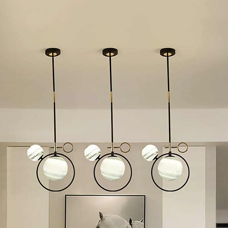 Globe Glass Cluster Hanger Hedendaags 2 Lichten Zwart Led Hanglamp voor Woonkamer Clearhalo