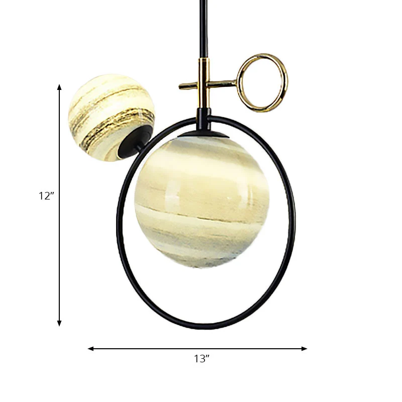 Globe Glass Cluster Hanger Hedendaags 2 Lichten Zwart Led Hanglamp voor Woonkamer Clearhalo