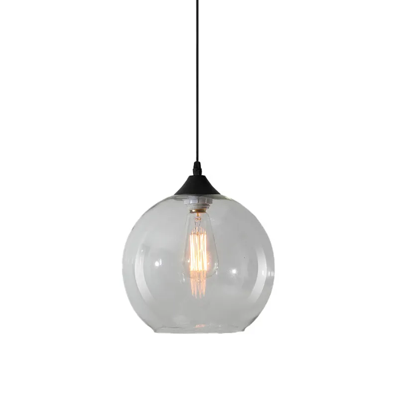 Globe hangende plafondlamp Macaron helder/koffie/rood glas 1 kop eetkamer hanglampset Clearhalo