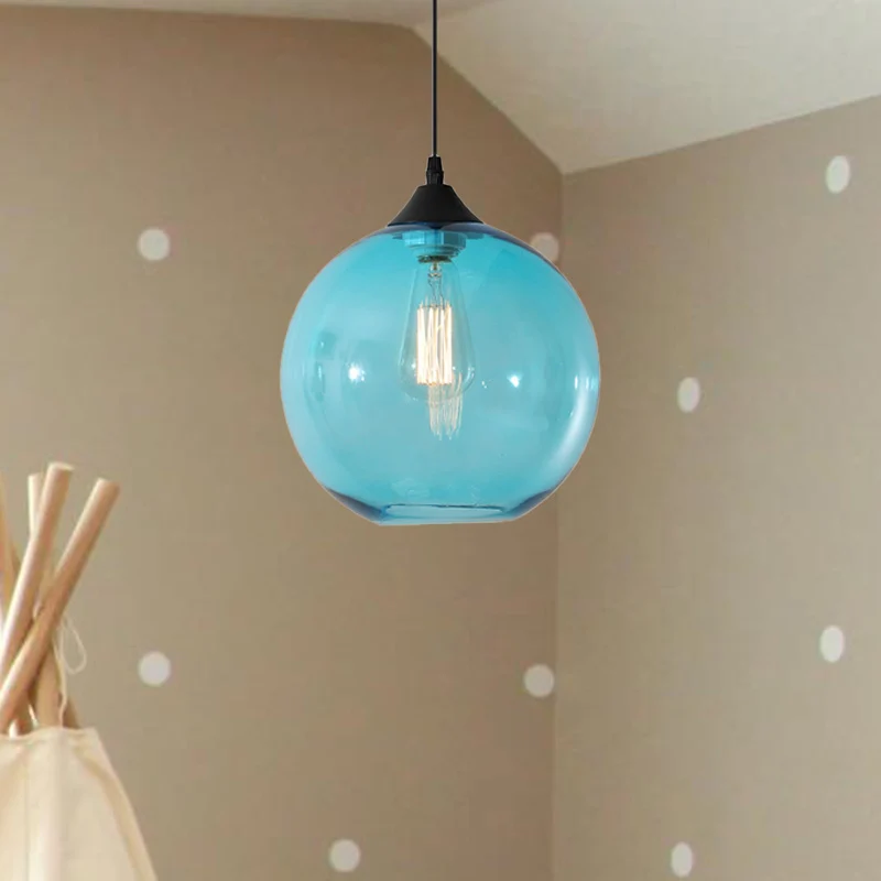Globe hangende plafondlamp Macaron helder/koffie/rood glas 1 kop eetkamer hanglampset Clearhalo
