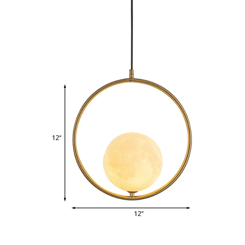 Globe hanglamp eigentijds mat wit glas 1 kop gouden plafondlamp met metalen ring Clearhalo
