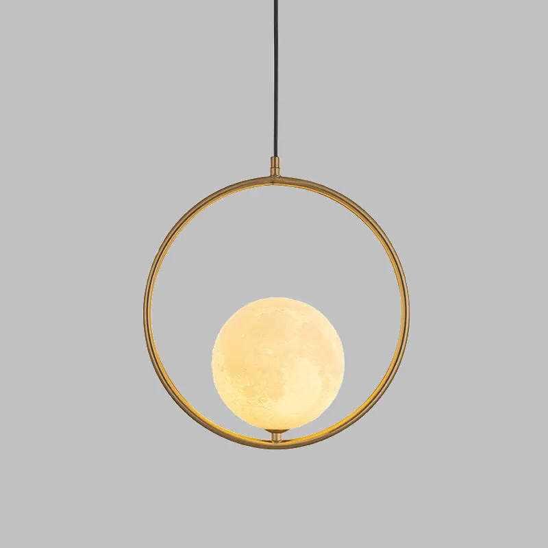 Globe hanglamp eigentijds mat wit glas 1 kop gouden plafondlamp met metalen ring Clearhalo