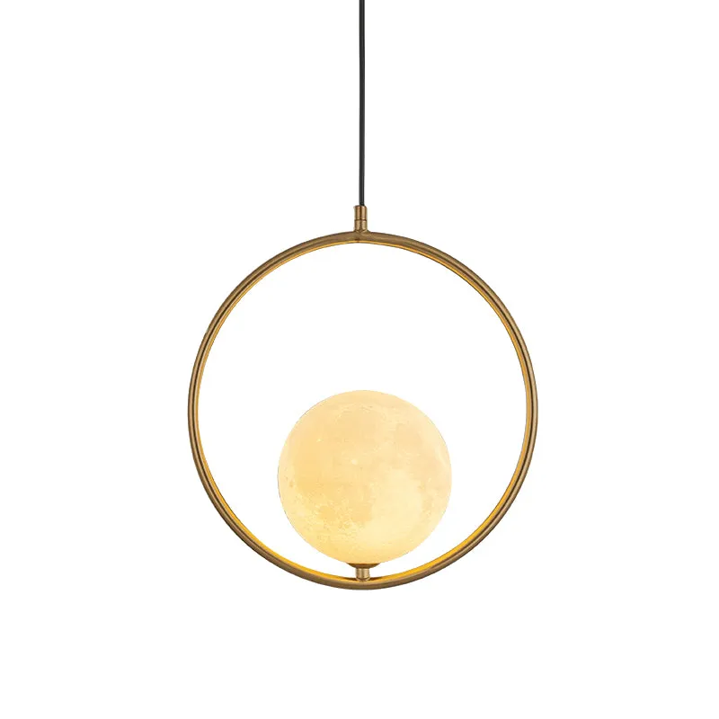 Globe hanglamp eigentijds mat wit glas 1 kop gouden plafondlamp met metalen ring Clearhalo