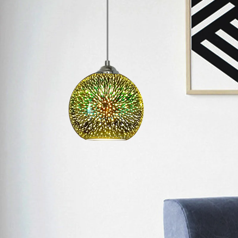 Globe Hanglamp Modern Goud/Koper 3D Glas 1 Kop 8 "/10" Brede Eetkamer Hanglamp Clearhalo
