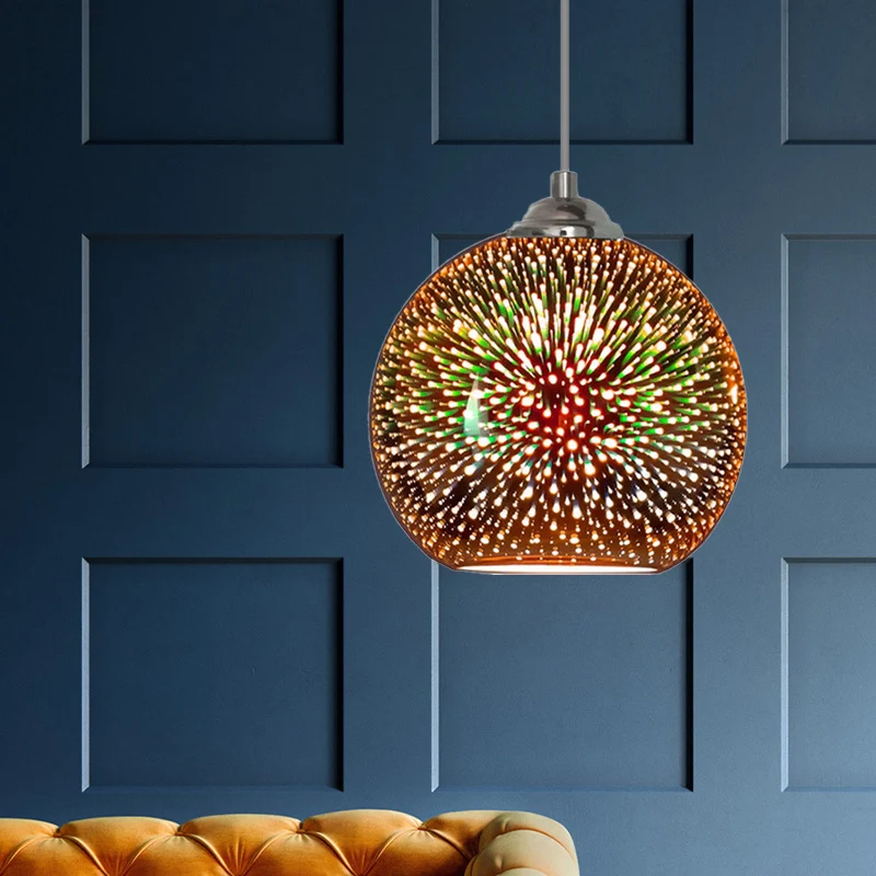 Globe Hanglamp Modern Goud/Koper 3D Glas 1 Kop 8 "/10" Brede Eetkamer Hanglamp Clearhalo