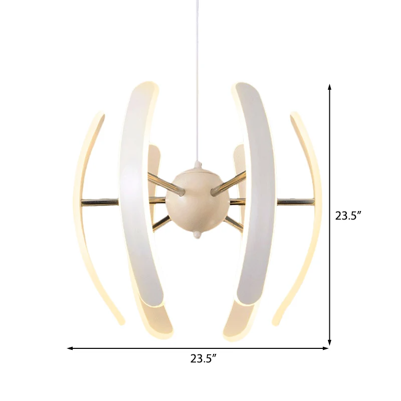 Globe hanglamp postmodern acryl 1-lichts witte kroonluchterlamp wit met geïntegreerde LED Clearhalo