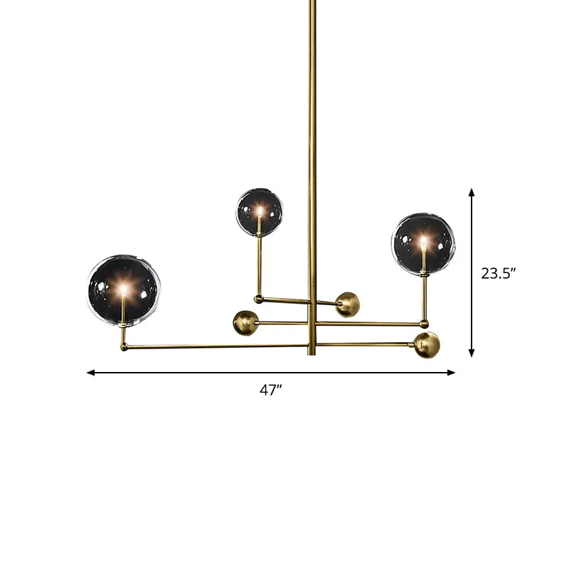 Globe Kroonluchter Verlichting Post Modern Helder Glas 3 Lichten Zwart/Goud Hangende Hanglamp Clearhalo