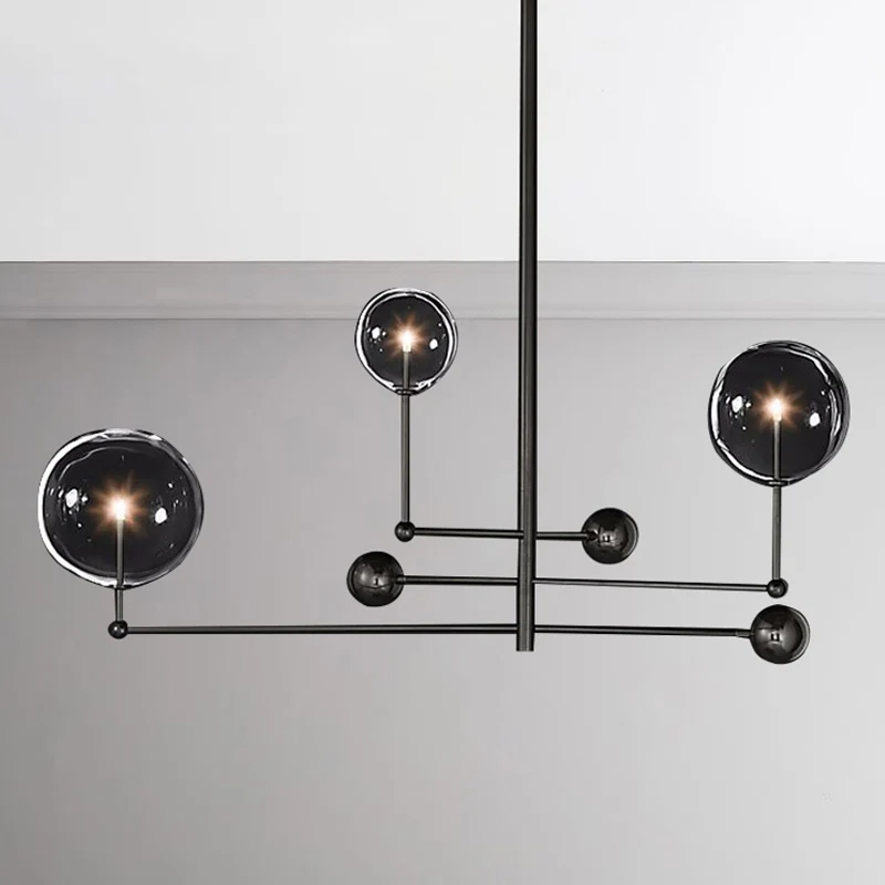 Globe Kroonluchter Verlichting Post Modern Helder Glas 3 Lichten Zwart/Goud Hangende Hanglamp Clearhalo