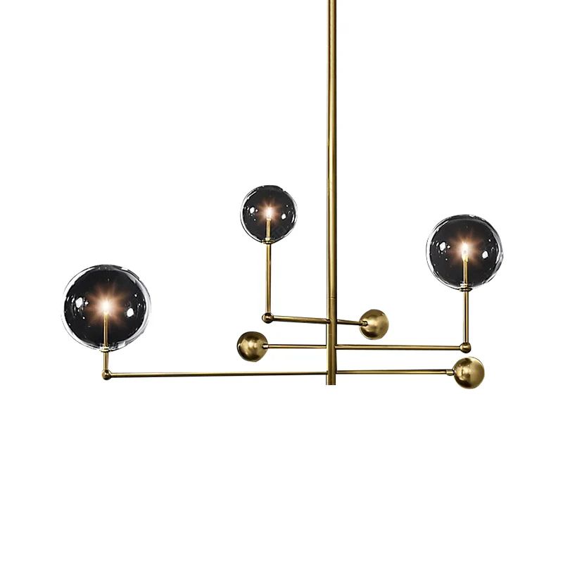 Globe Kroonluchter Verlichting Post Modern Helder Glas 3 Lichten Zwart/Goud Hangende Hanglamp Clearhalo